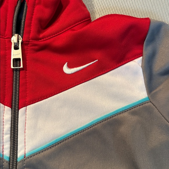 Nike Red and Gray Zip-Up Track Jacket - Picture 2 of 5